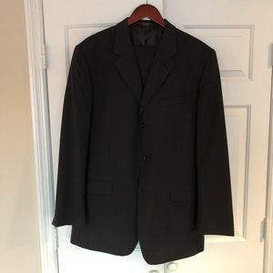 Grey pinstriped suit